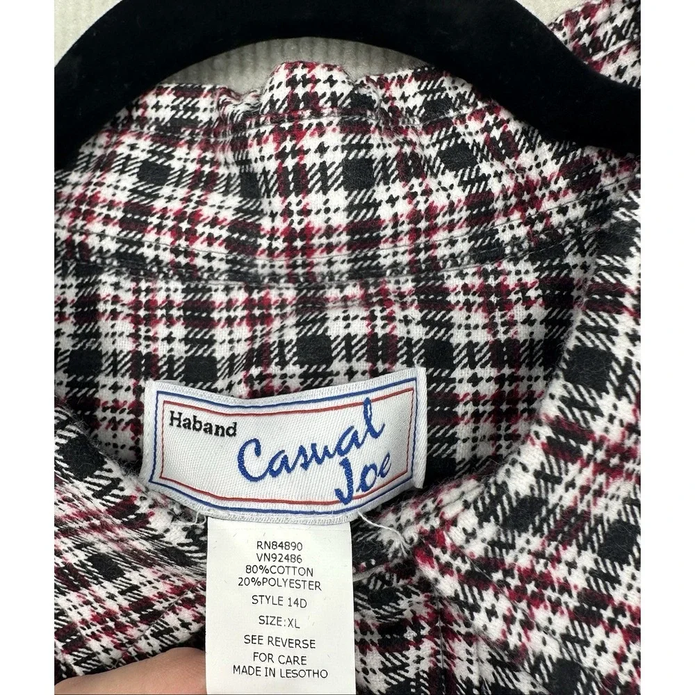 Vintage Haband Casual Joe Men's XL Plaid Pearl Snap Western Shirt Cotton 0434